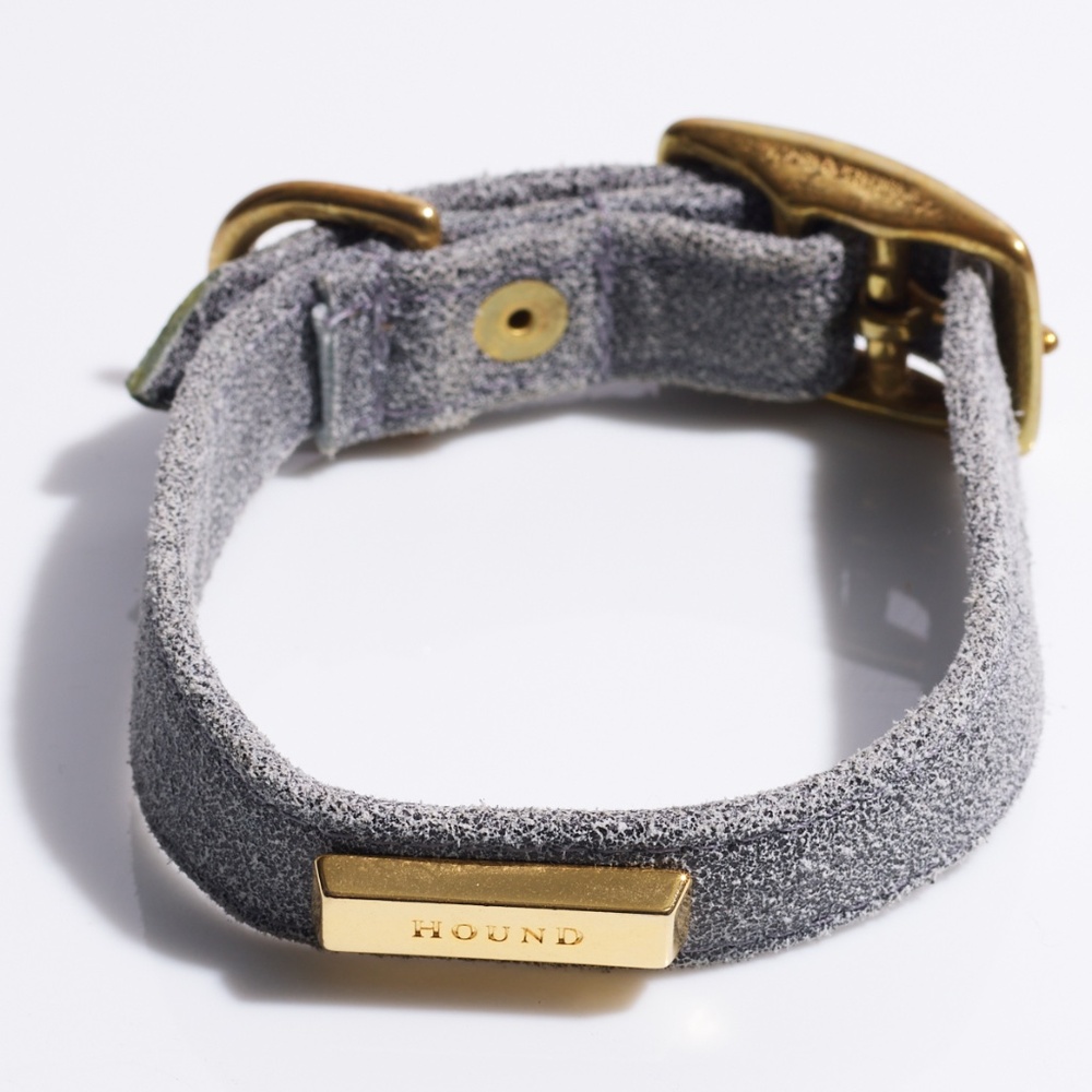 Leather Dog Collar by Hound Collection with Gold Bar Logo